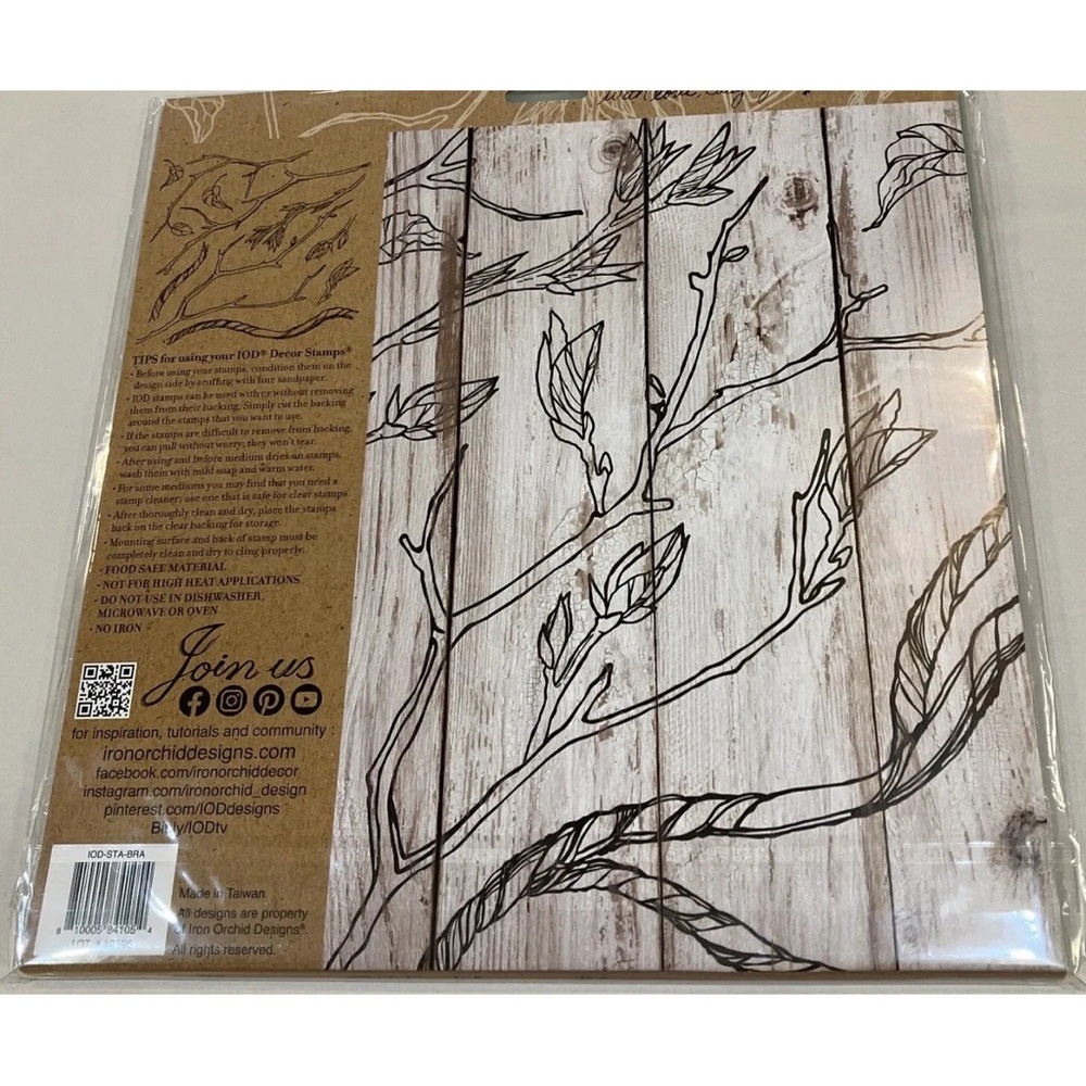 Iron Orchid Designs Branches & Vines 12" Silicone Decor Stamp Set New with Tags - Picture 2 of 2